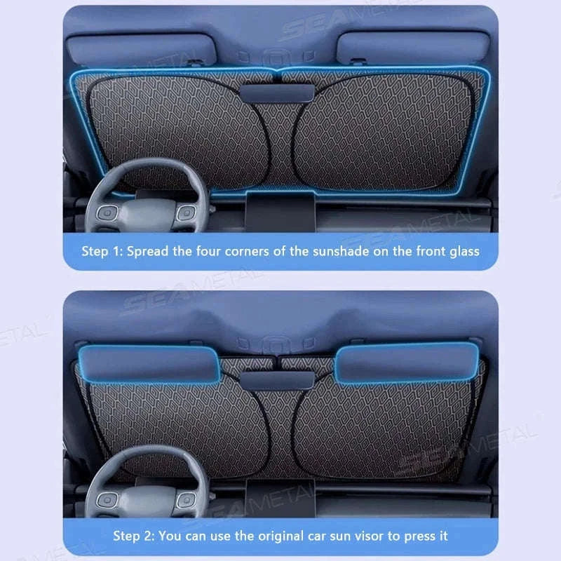 Foldable Windshield Sunshade Thick 5-Layer Sun Protection Cover Privacy Curtain Universal for Sedan SUV MPV-1 pc