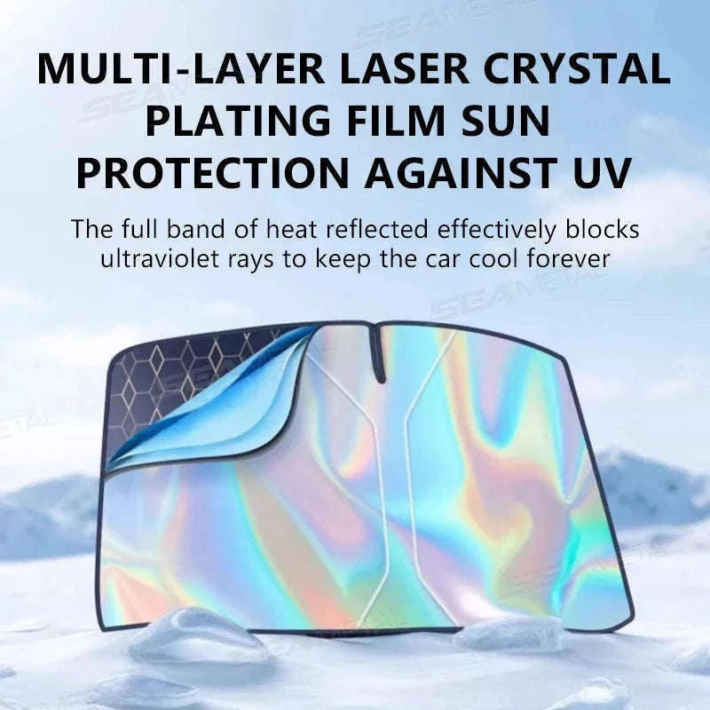 Foldable Windshield Sunshade Thick 5-Layer Sun Protection Cover Privacy Curtain Universal for Sedan SUV MPV-1 pc