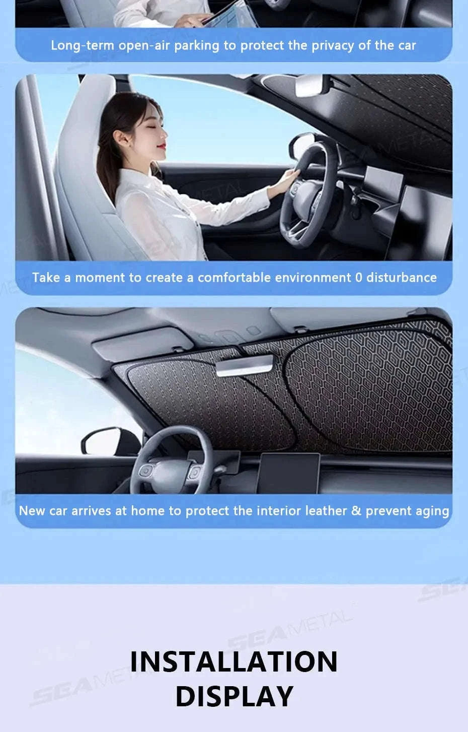 Foldable Windshield Sunshade Thick 5-Layer Sun Protection Cover Privacy Curtain Universal for Sedan SUV MPV-1 pc