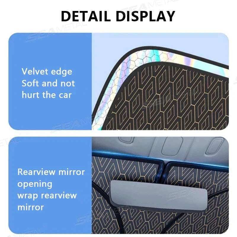 Foldable Windshield Sunshade Thick 5-Layer Sun Protection Cover Privacy Curtain Universal for Sedan SUV MPV-1 pc