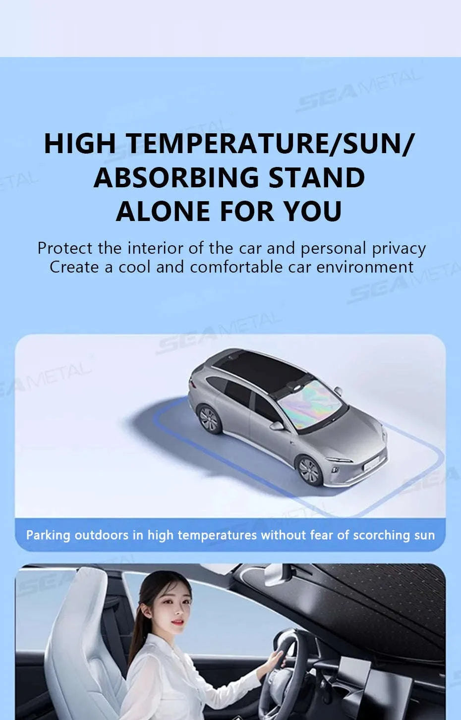 Foldable Windshield Sunshade Thick 5-Layer Sun Protection Cover Privacy Curtain Universal for Sedan SUV MPV-1 pc