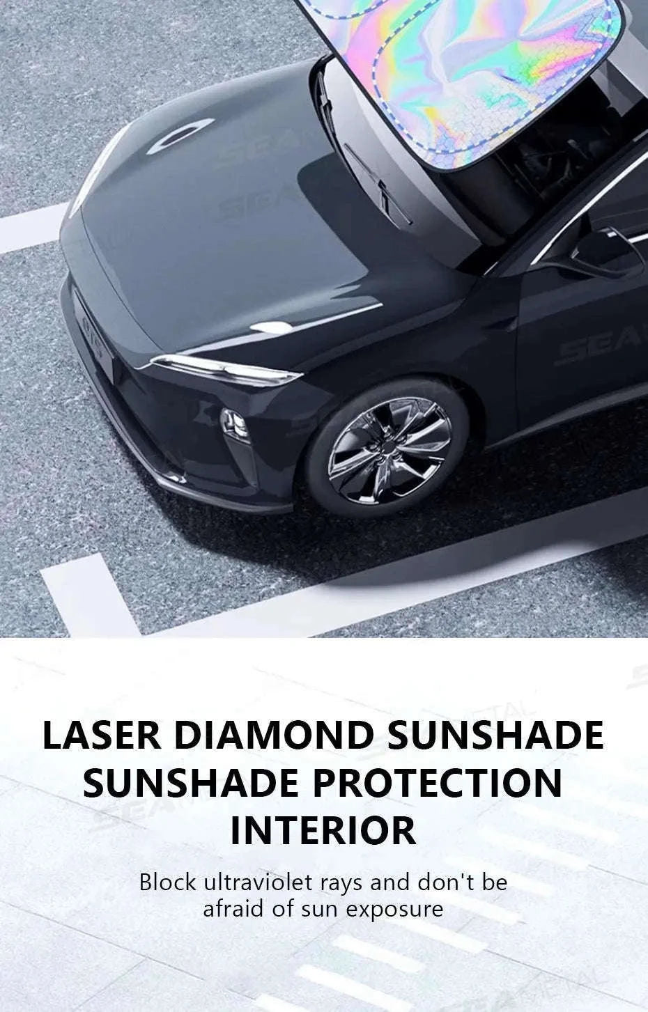 Foldable Windshield Sunshade Thick 5-Layer Sun Protection Cover Privacy Curtain Universal for Sedan SUV MPV-1 pc