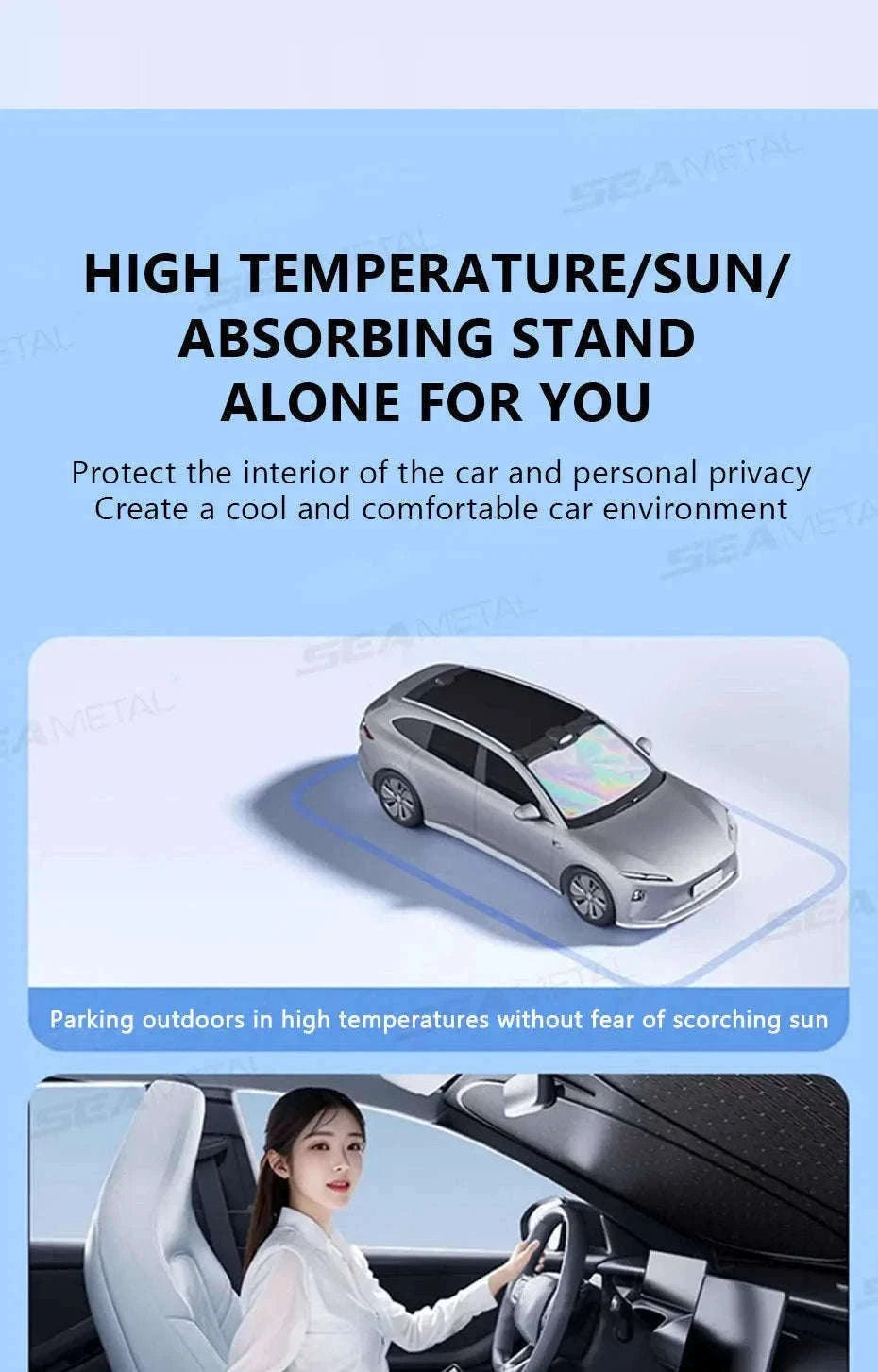 Foldable Windshield Sunshade Thick 5-Layer Sun Protection Cover Privacy Curtain Universal for Sedan SUV MPV-1 pc