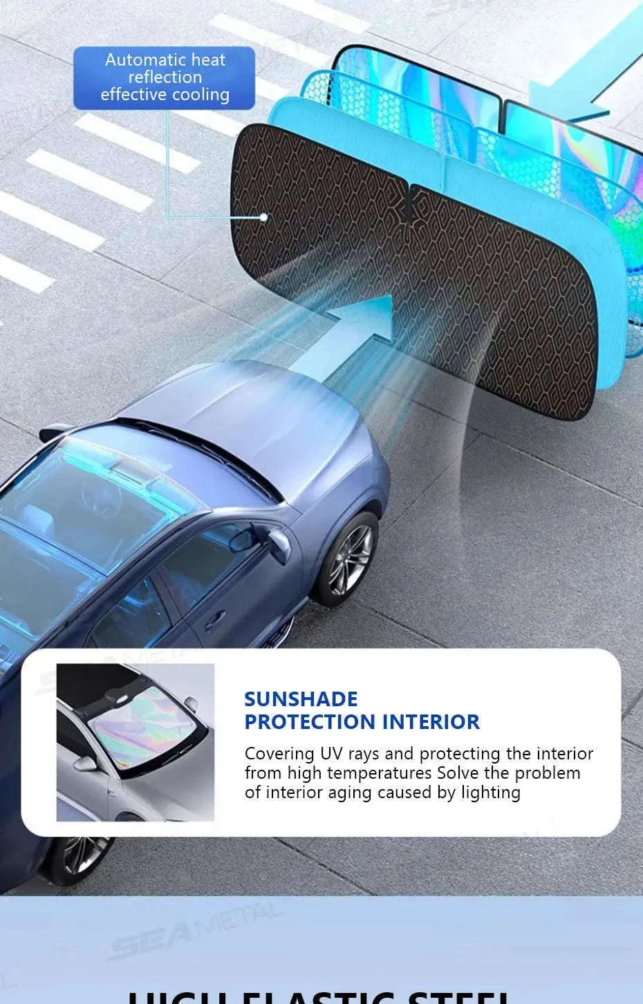 Foldable Windshield Sunshade Thick 5-Layer Sun Protection Cover Privacy Curtain Universal for Sedan SUV MPV-1 pc