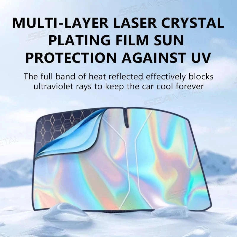 Foldable Windshield Sunshade Thick 5-Layer Sun Protection Cover Privacy Curtain Universal for Sedan SUV MPV-1 pc