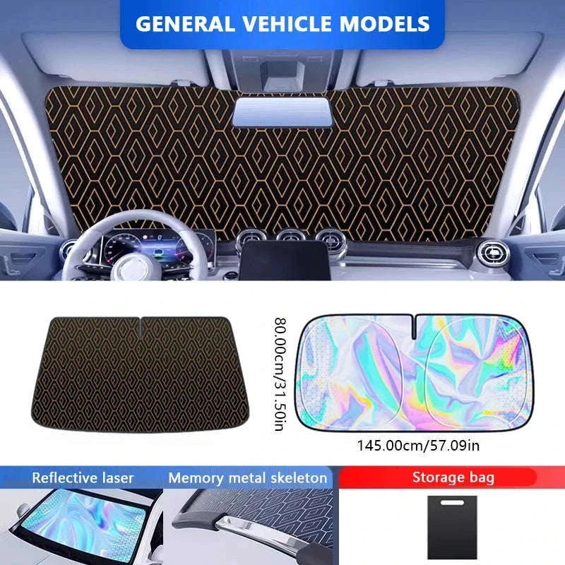 Foldable Windshield Sunshade Thick 5-Layer Sun Protection Cover Privacy Curtain Universal for Sedan SUV MPV-1 pc