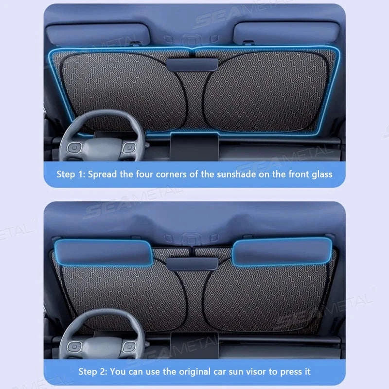 Foldable Windshield Sunshade Thick 5-Layer Sun Protection Cover Privacy Curtain Universal for Sedan SUV MPV-1 pc
