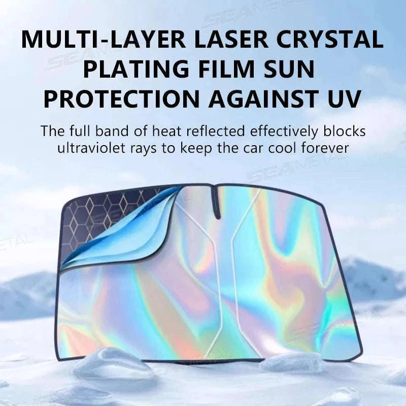 Foldable Windshield Sunshade Thick 5-Layer Sun Protection Cover Privacy Curtain Universal for Sedan SUV MPV-1 pc