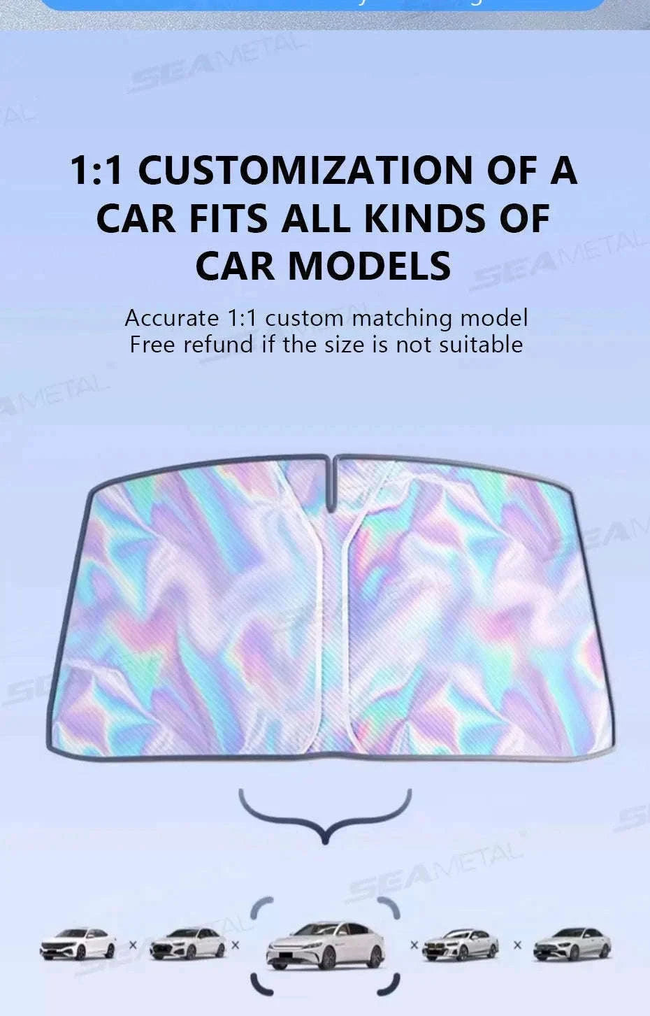 Foldable Windshield Sunshade Thick 5-Layer Sun Protection Cover Privacy Curtain Universal for Sedan SUV MPV-1 pc