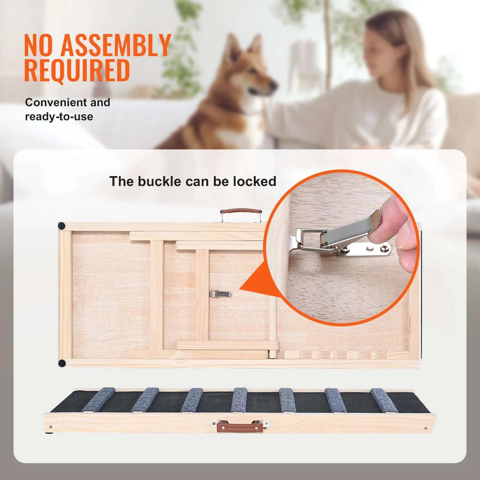 Folding Adjustable Wooden Dog Ramp with Non-Slip Surface-39 inch / CZECH REPUBLIC