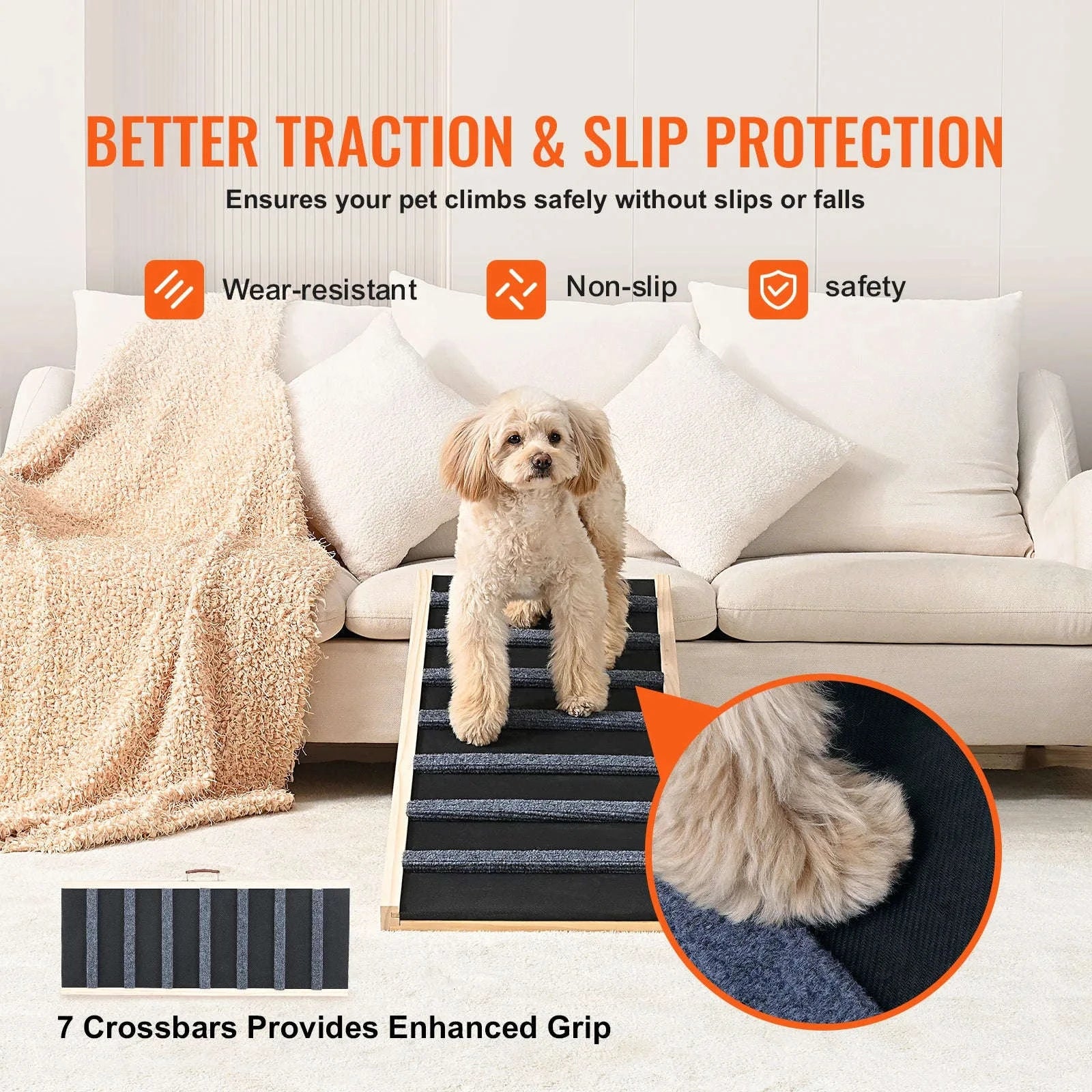 Folding Adjustable Wooden Dog Ramp with Non-Slip Surface-39 inch / CZECH REPUBLIC