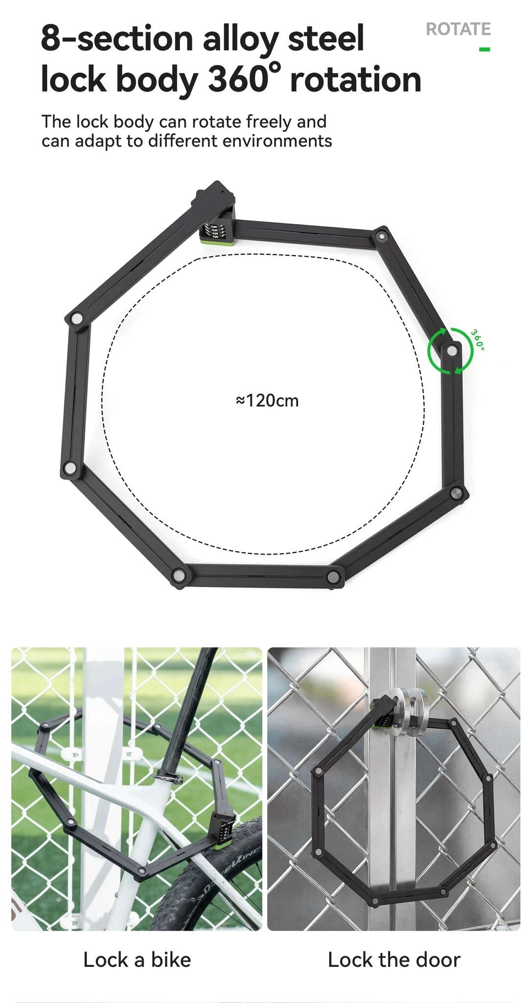 Folding Bike Combination Lock with Alloy Steel Body-32140006