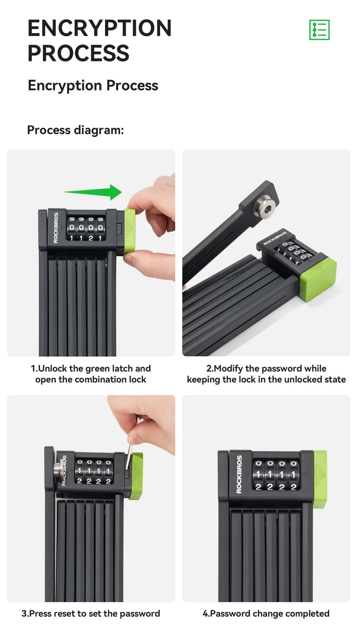 Folding Bike Combination Lock with Alloy Steel Body-32140006