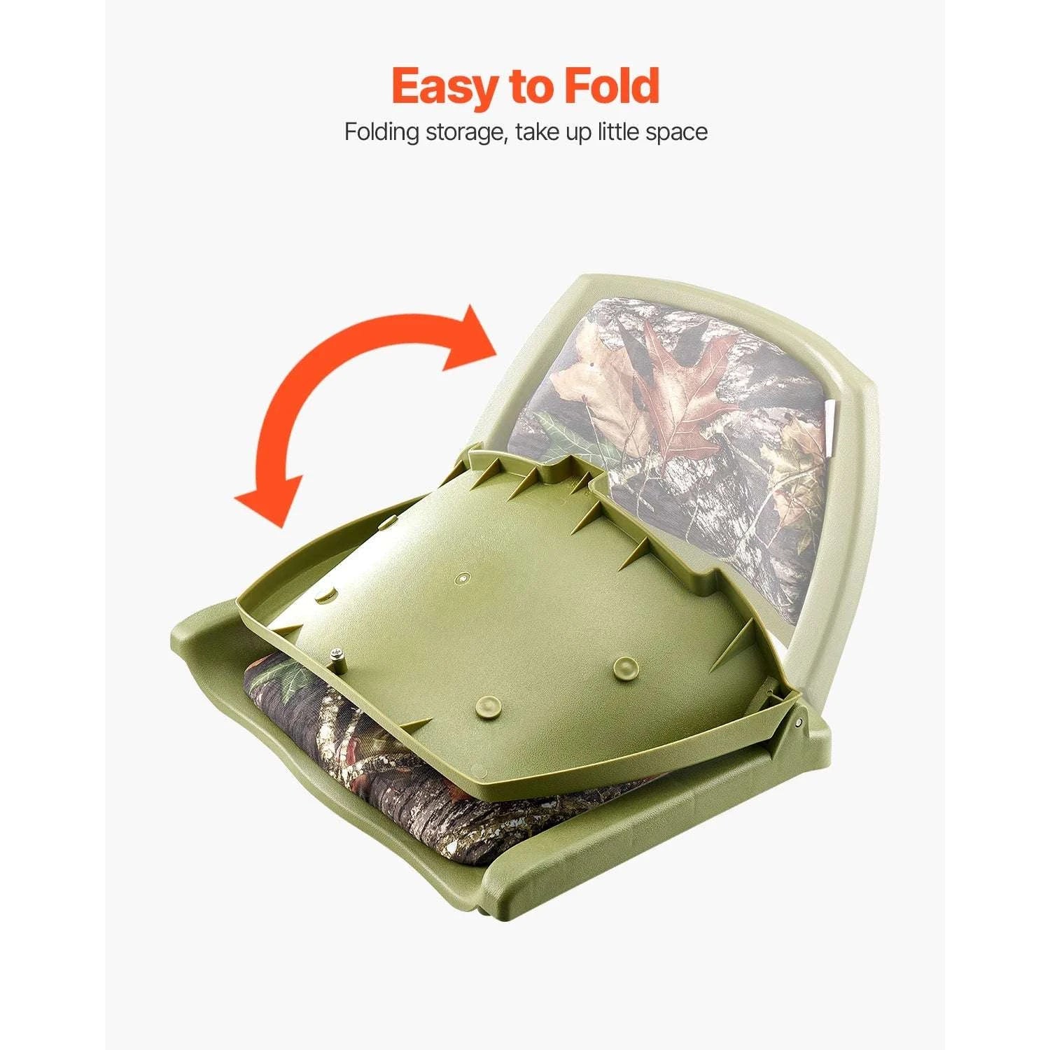 Folding Boat Seat with Thick Cushion & Low Backrest Support-Camouflage Color / france