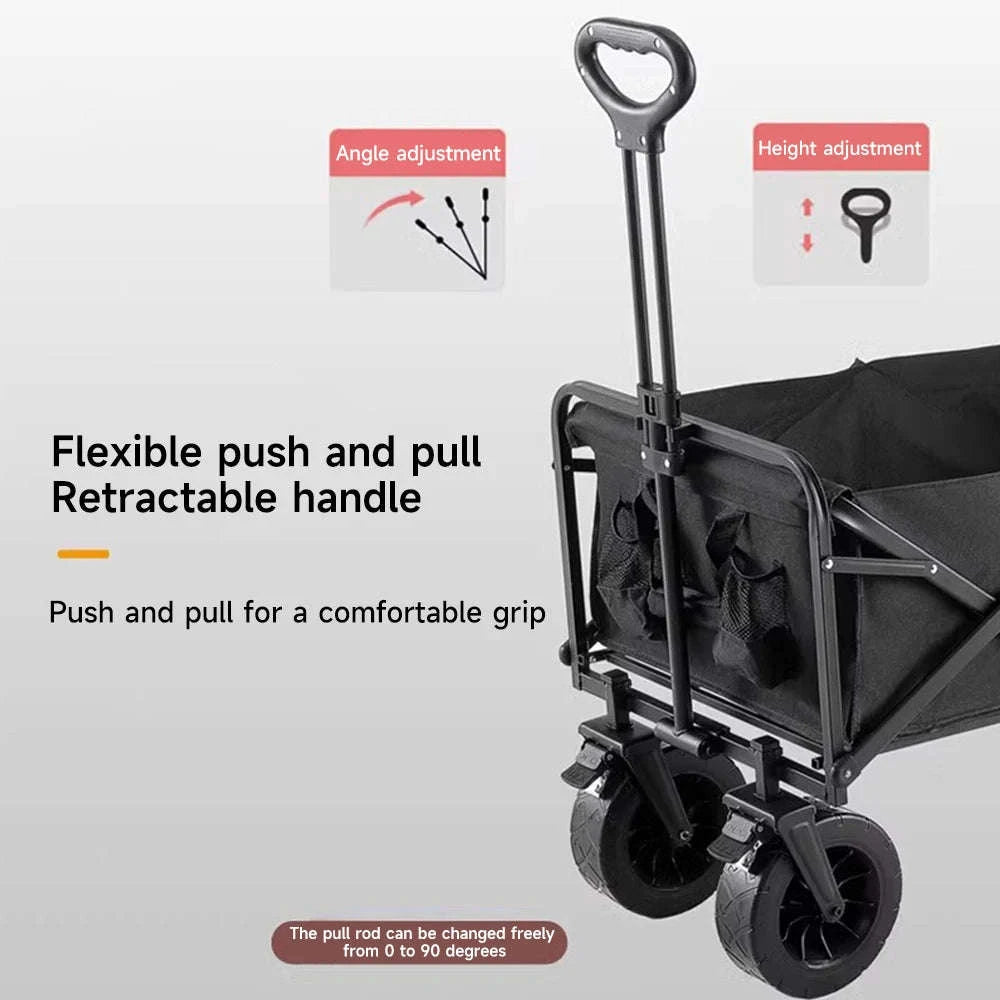 Folding Camping Cart with 100L/150L Capacity & All-Terrain Wheels-TypeA-Beige / france