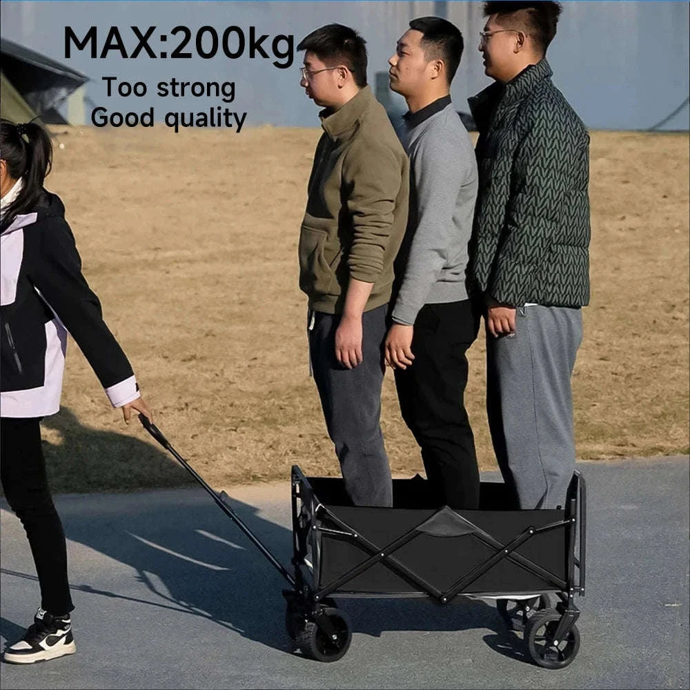 Folding Camping Cart with 100L/150L Capacity & All-Terrain Wheels-TypeA-Beige / france