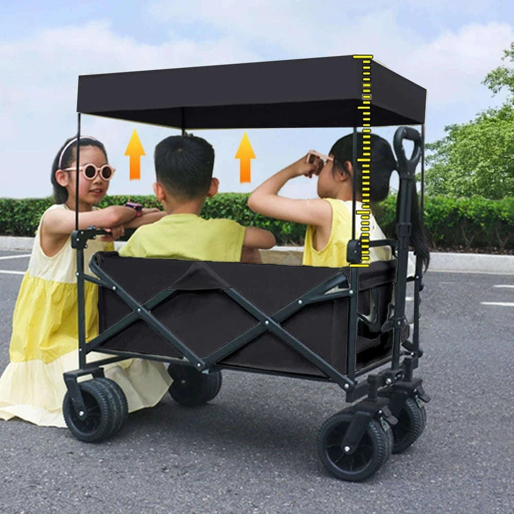 Folding Camping Cart with 100L/150L Capacity & All-Terrain Wheels-TypeA-Beige / france