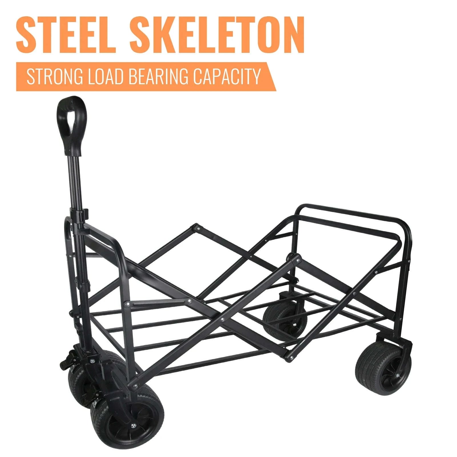 Folding Camping Cart with 100L/150L Capacity & All-Terrain Wheels-TypeA-Beige / france