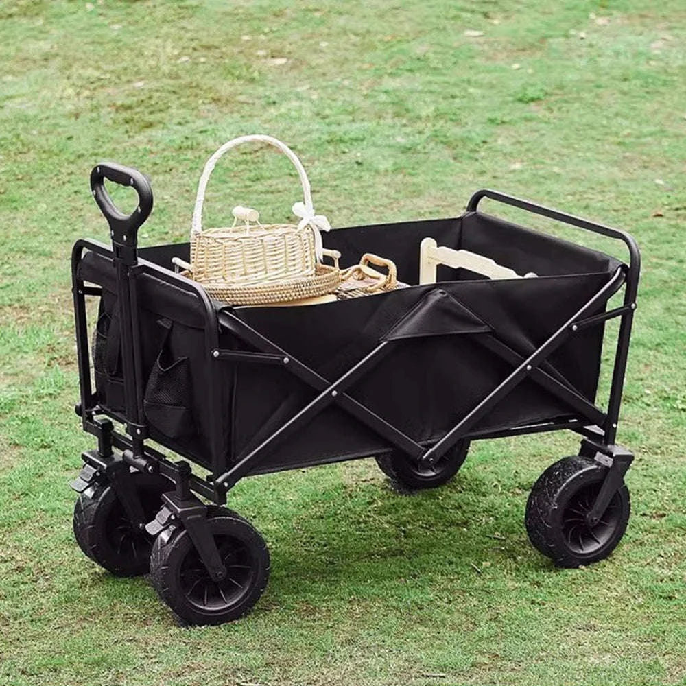 Folding Camping Cart with 100L/150L Capacity & All-Terrain Wheels-TypeA-Beige / france