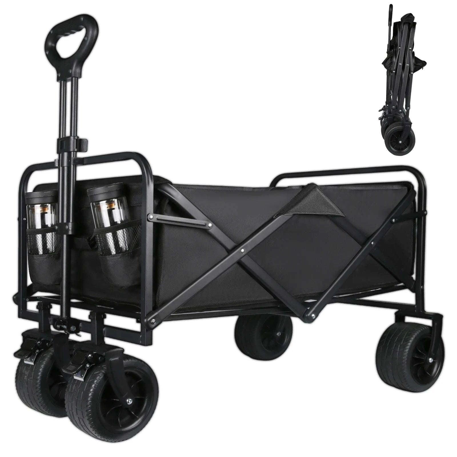 Folding Camping Cart with 100L/150L Capacity & All-Terrain Wheels-TypeA-Beige / france