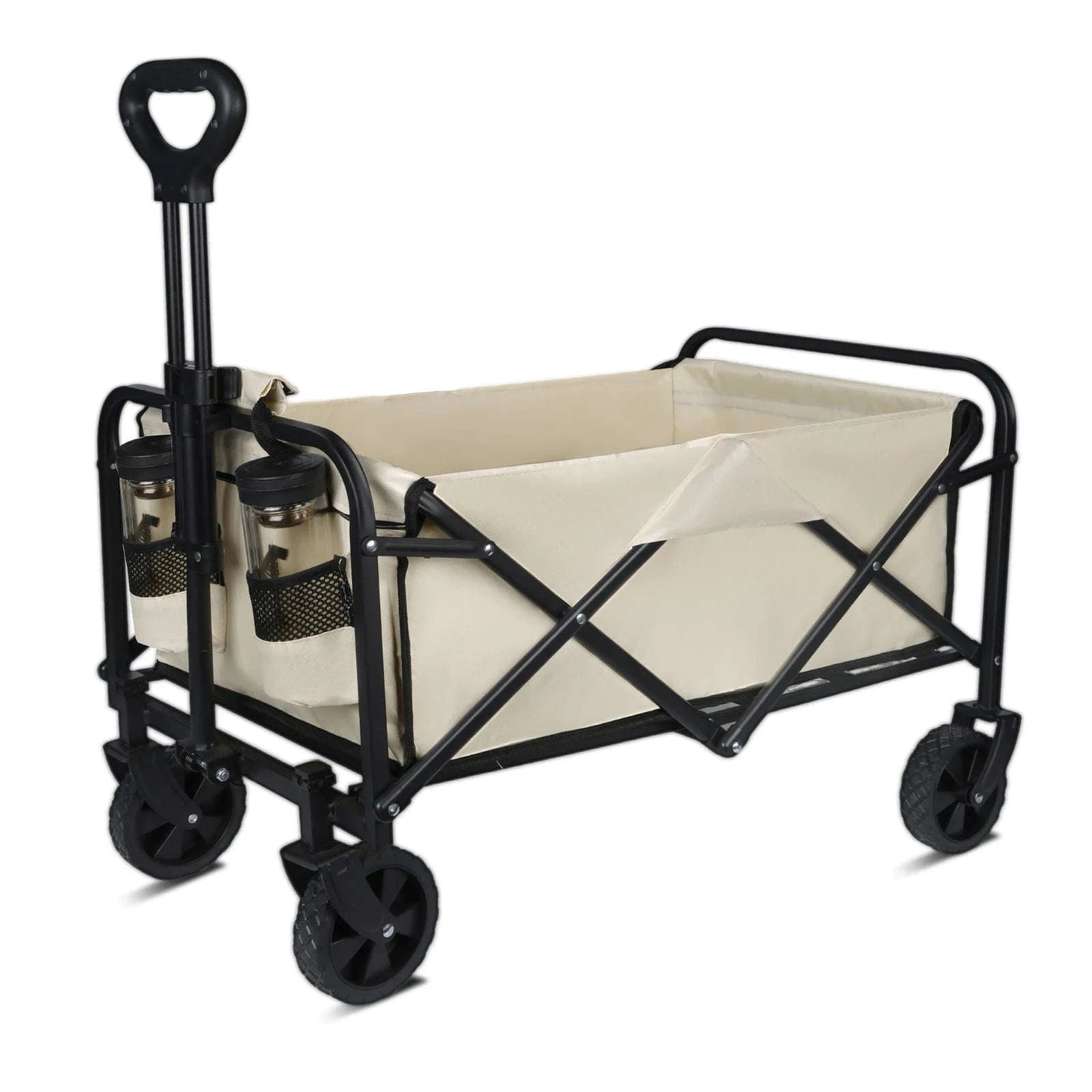 Folding Camping Cart with 100L/150L Capacity & All-Terrain Wheels-TypeA-Beige / france
