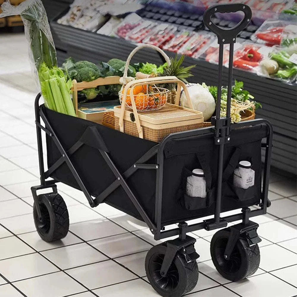 Folding Camping Cart with 100L/150L Capacity & All-Terrain Wheels-TypeA-Beige / france