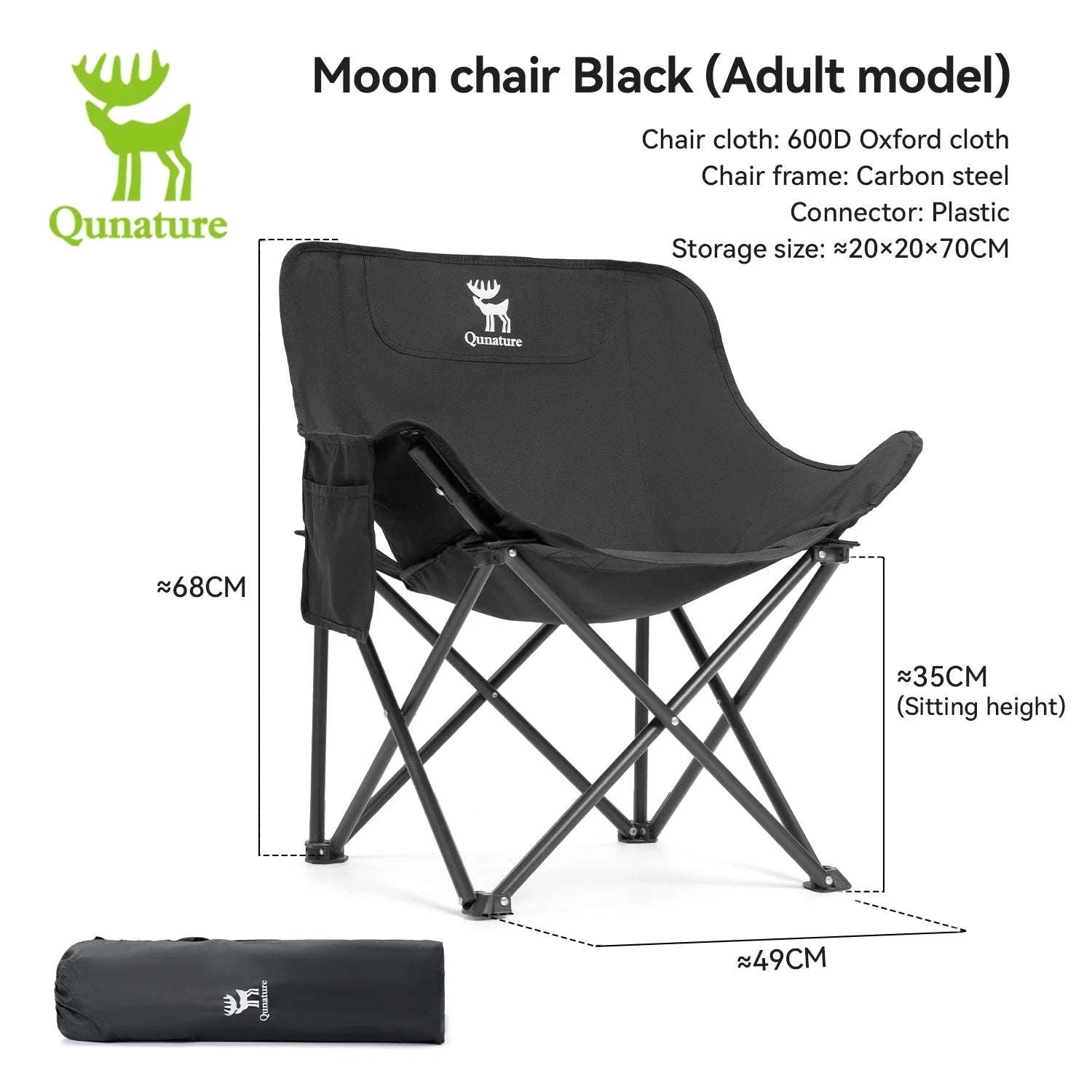 Folding Camping Chair Portable Steel Frame Picnic & Travel Seat-adult-A