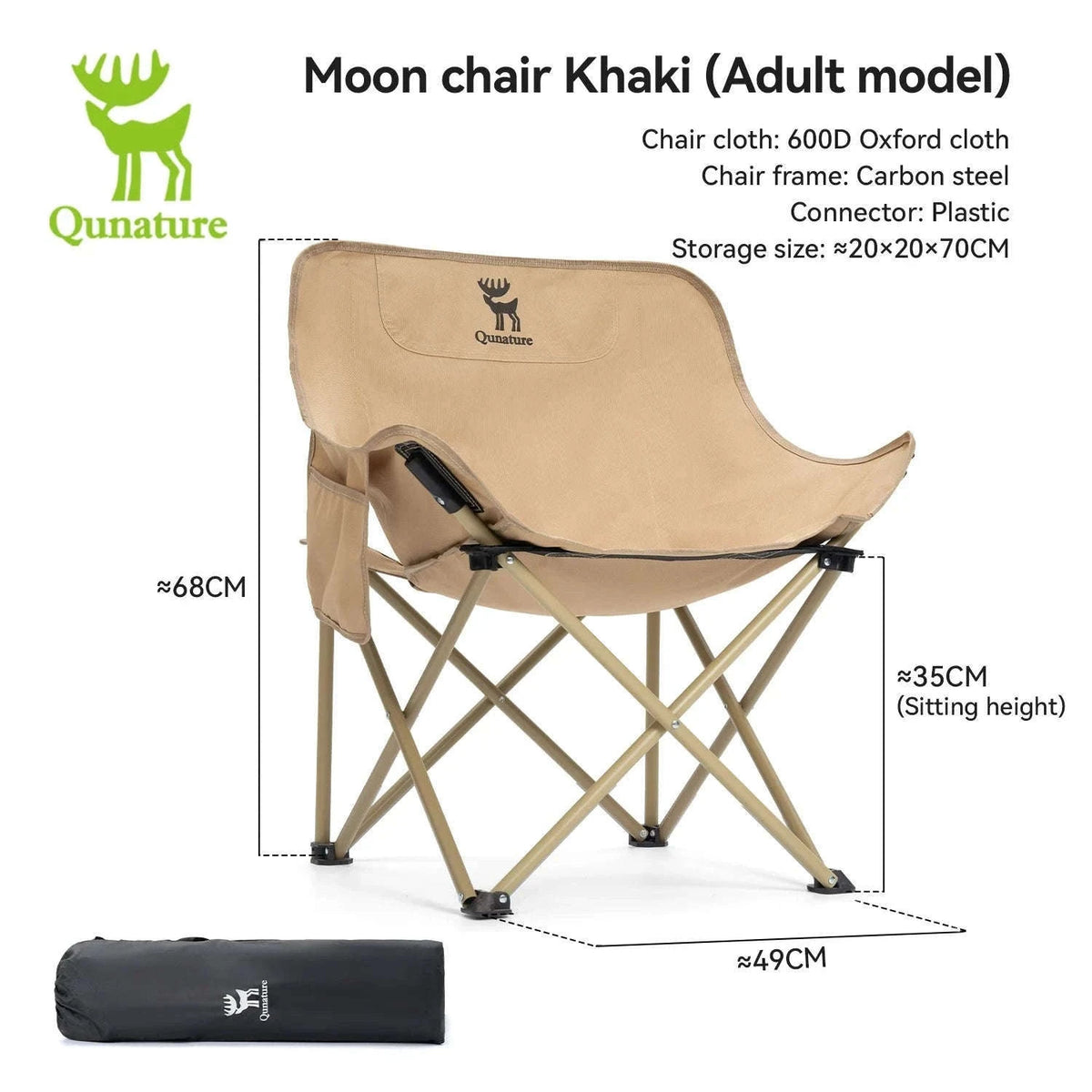 Folding Camping Chair Portable Steel Frame Picnic & Travel Seat-adult-A