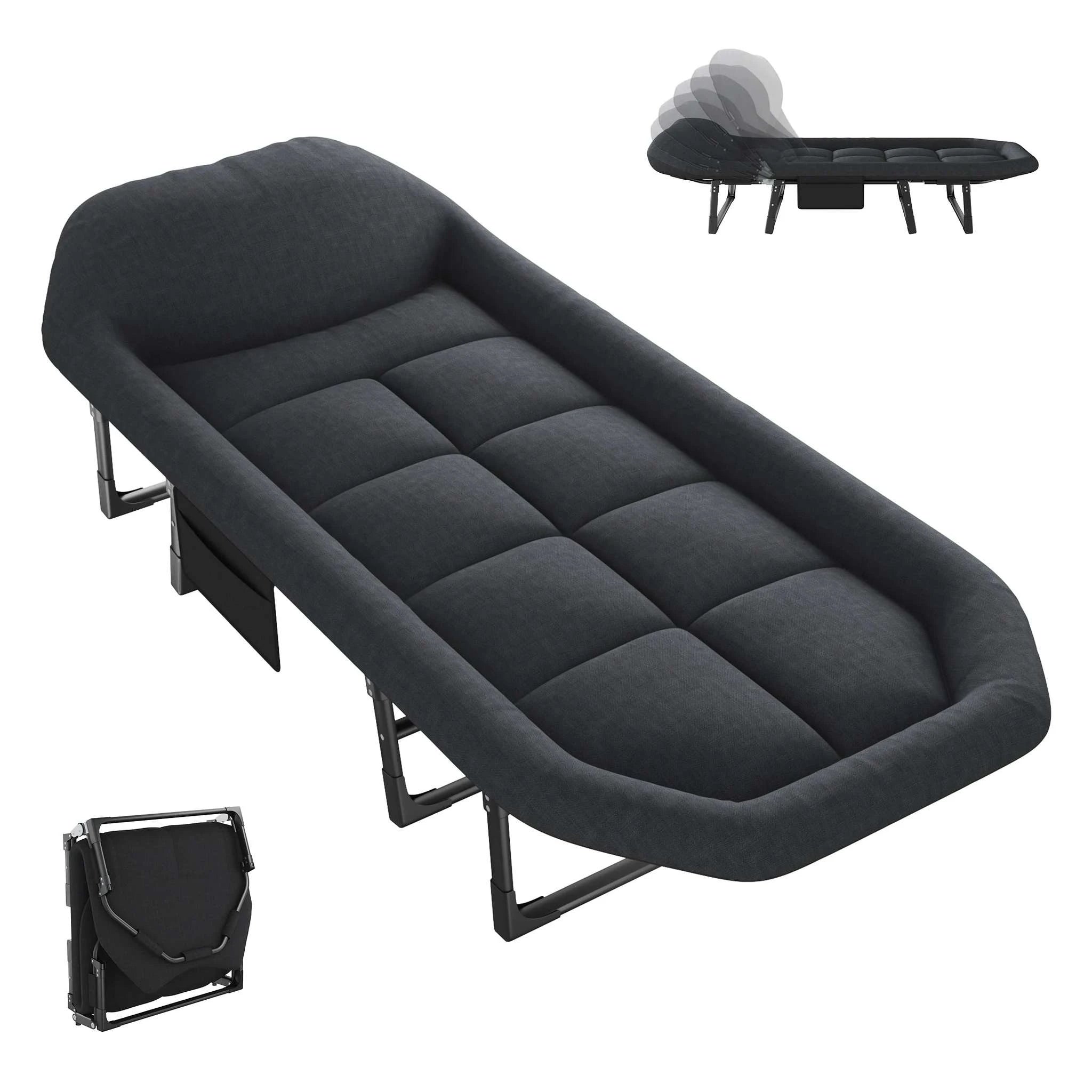 Folding Camping Cot Bed with 3.5" Mattress & Carry Bag-Gray / United States