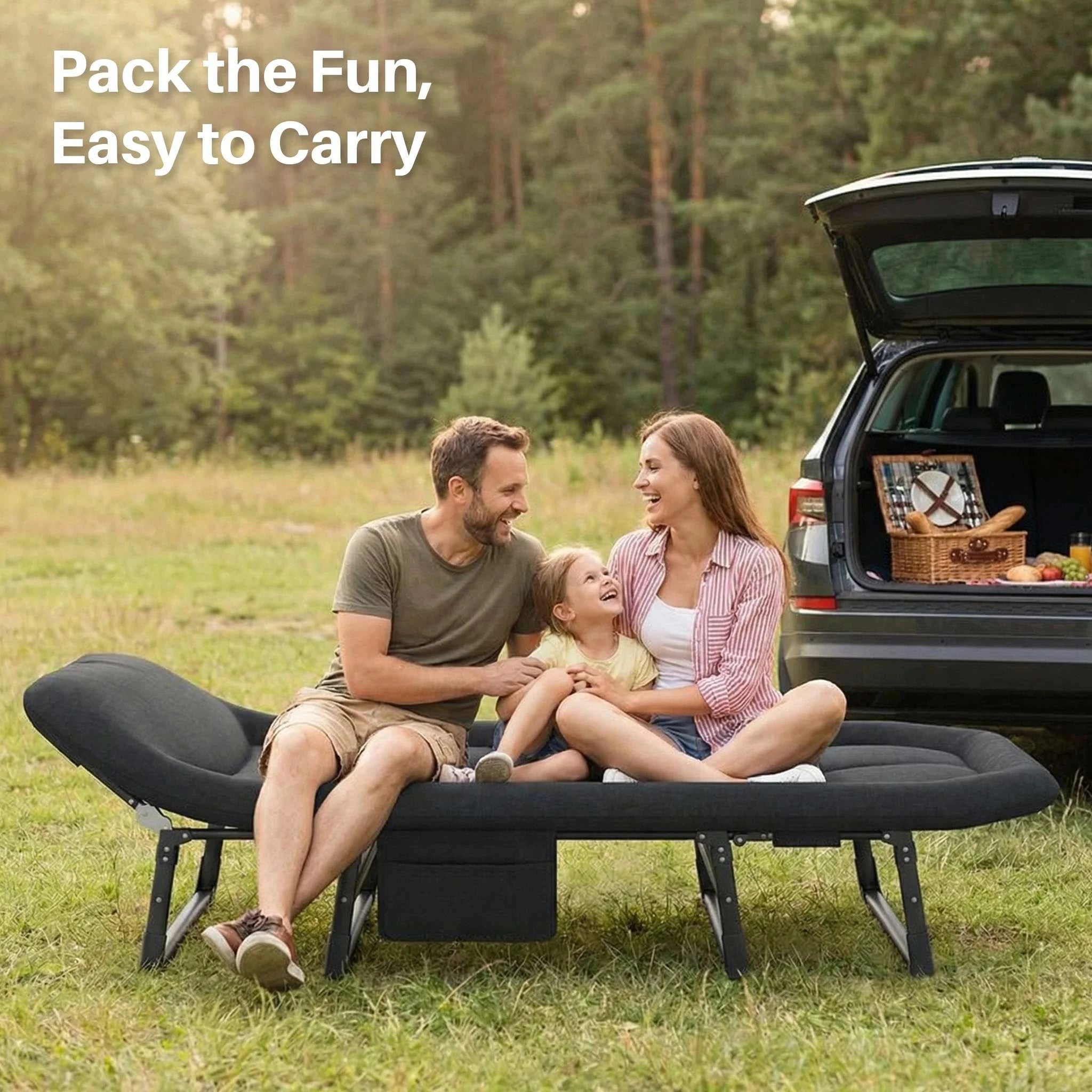 Folding Camping Cot Bed with 3.5" Mattress & Carry Bag-Gray / United States