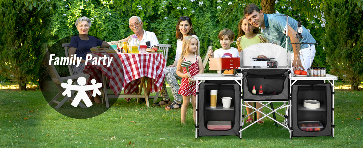 Table/étagère de camping SuccéBuy pliable pour cuisine : table de rangement de cuisson, support en aluminium en forme d’X pour barbecue, pique-nique et jardin