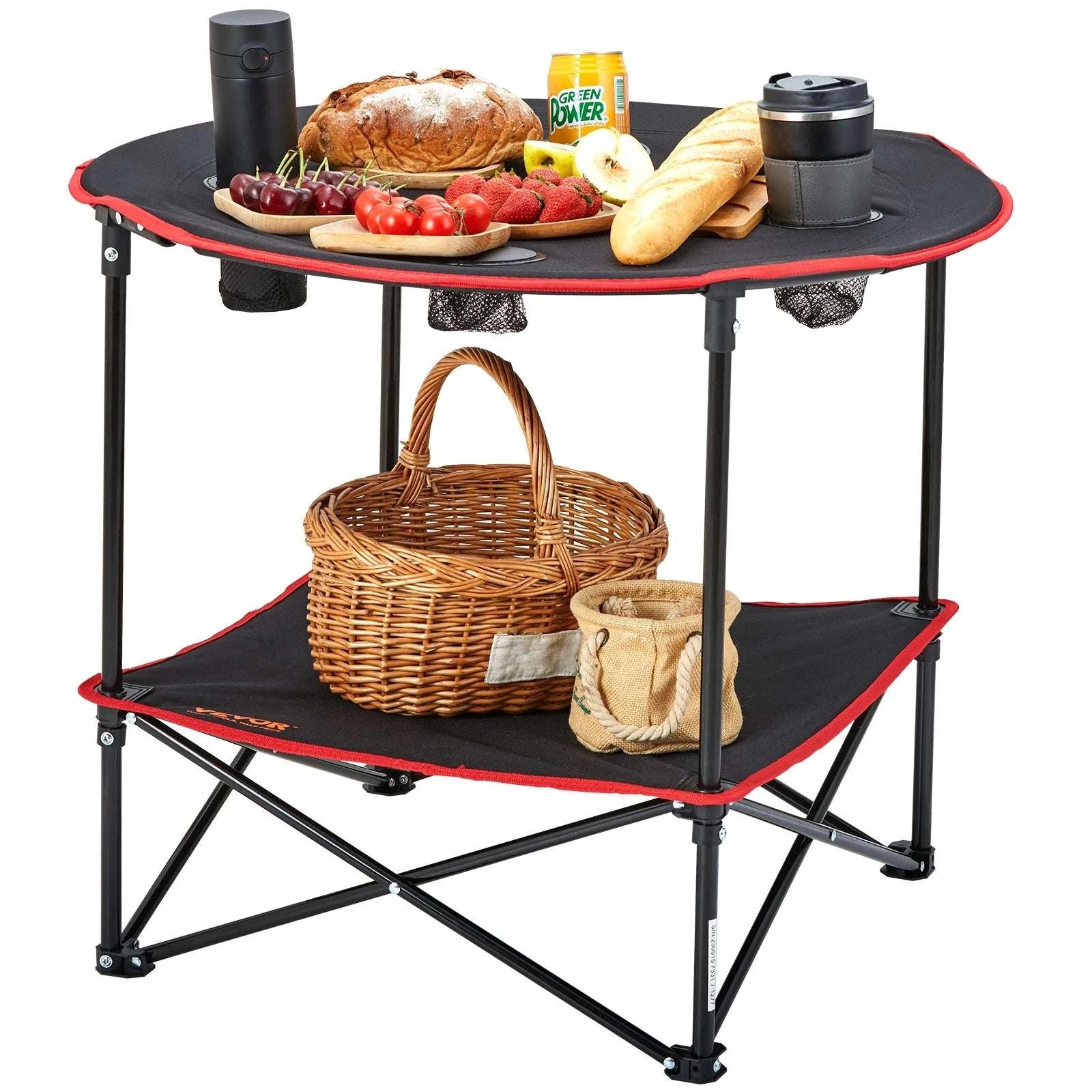 Folding Camping Table with Storage Shelf Lightweight 3.1lb Outdoor Table-black / spain