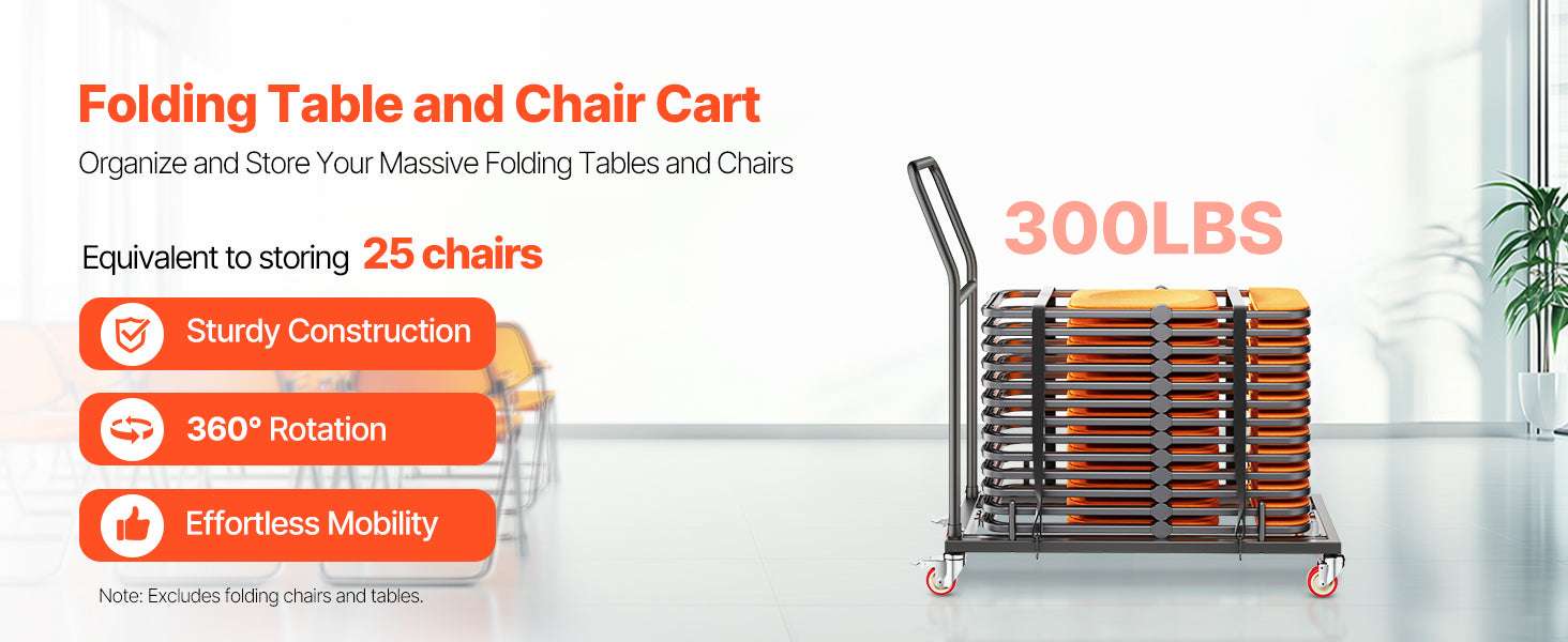 Folding Chair Rack Cart Holds 25 Chairs 300LB Capacity Dolly-300LBS / france