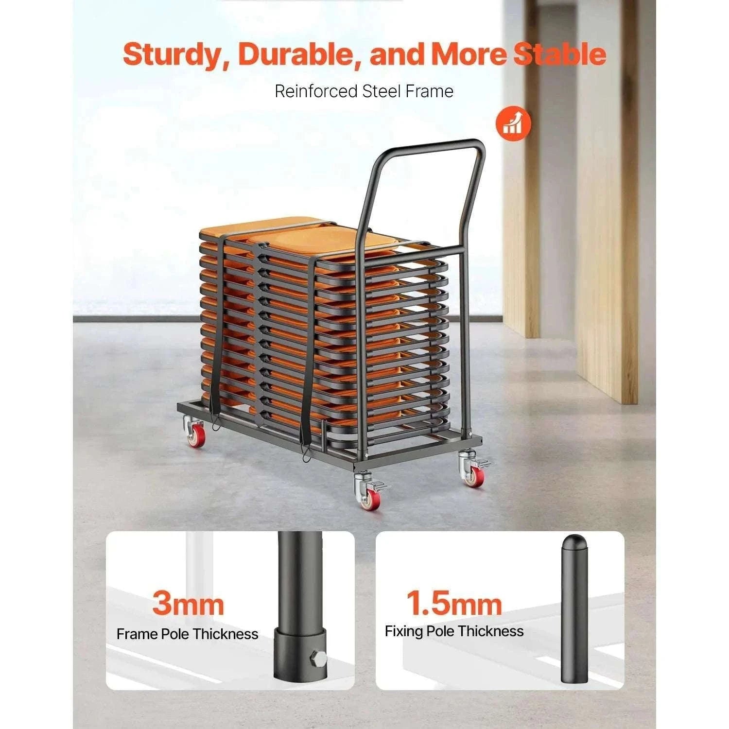 Folding Chair Rack Cart Holds 25 Chairs 300LB Capacity Dolly-300LBS / france