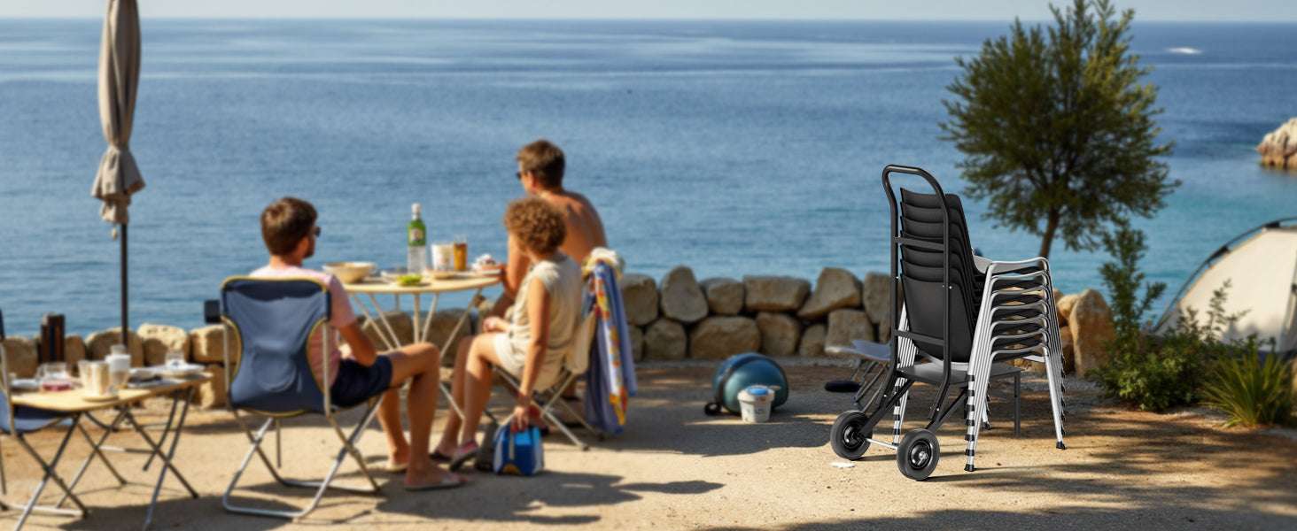 Folding Chair Storage Cart with Wheels Holds 10 Chairs, 150LB Capacity-150LBS / spain