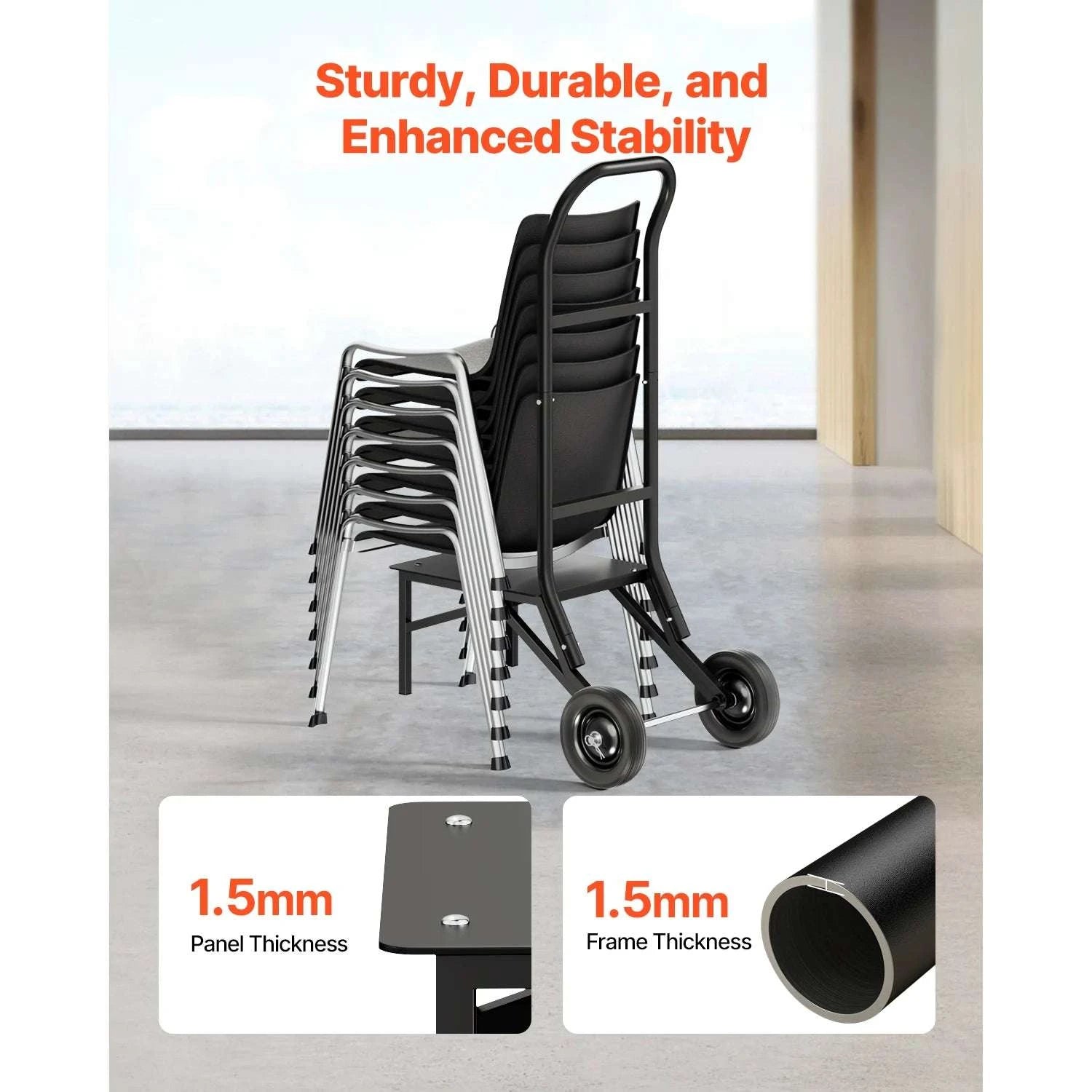 Folding Chair Storage Cart with Wheels Holds 10 Chairs, 150LB Capacity-150LBS / spain