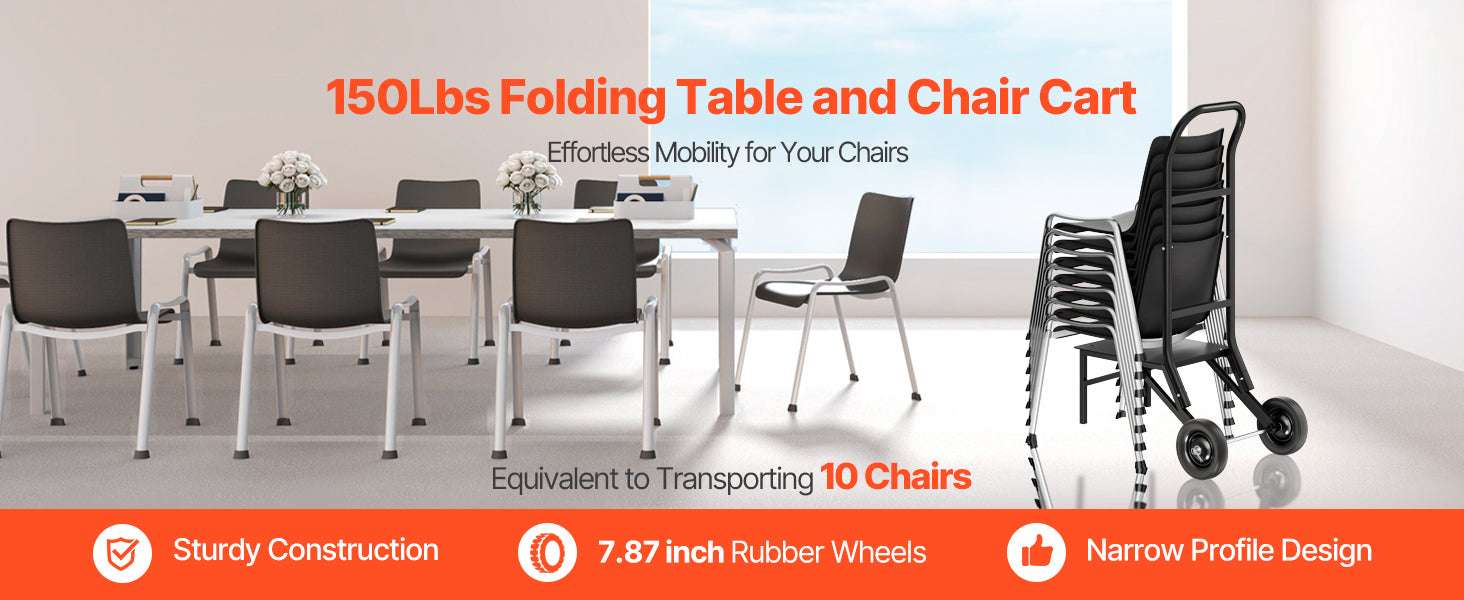 Folding Chair Storage Cart with Wheels Holds 10 Chairs, 150LB Capacity-150LBS / spain