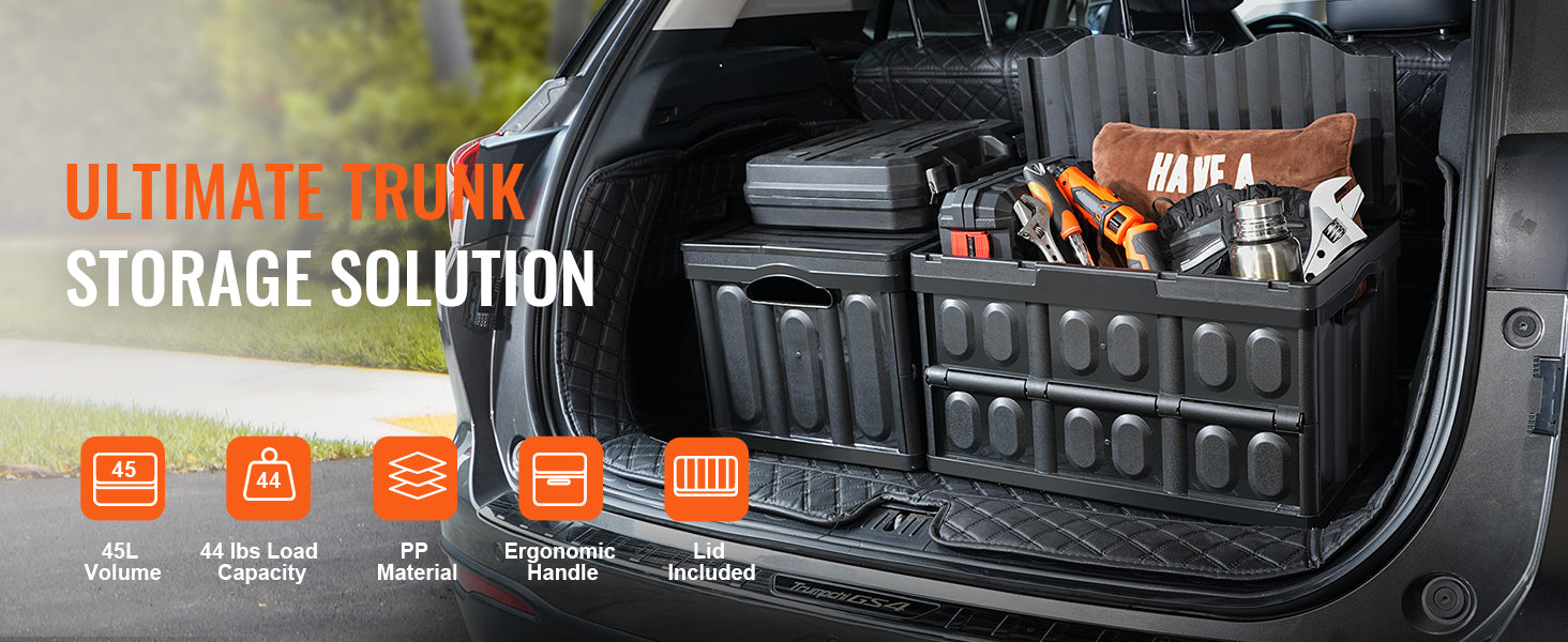 Set di 3 contenitori pieghevoli impilabili da 45 L/65 L per garage, con coperchi, uso utilitario, per vestiti, snack e generi alimentari