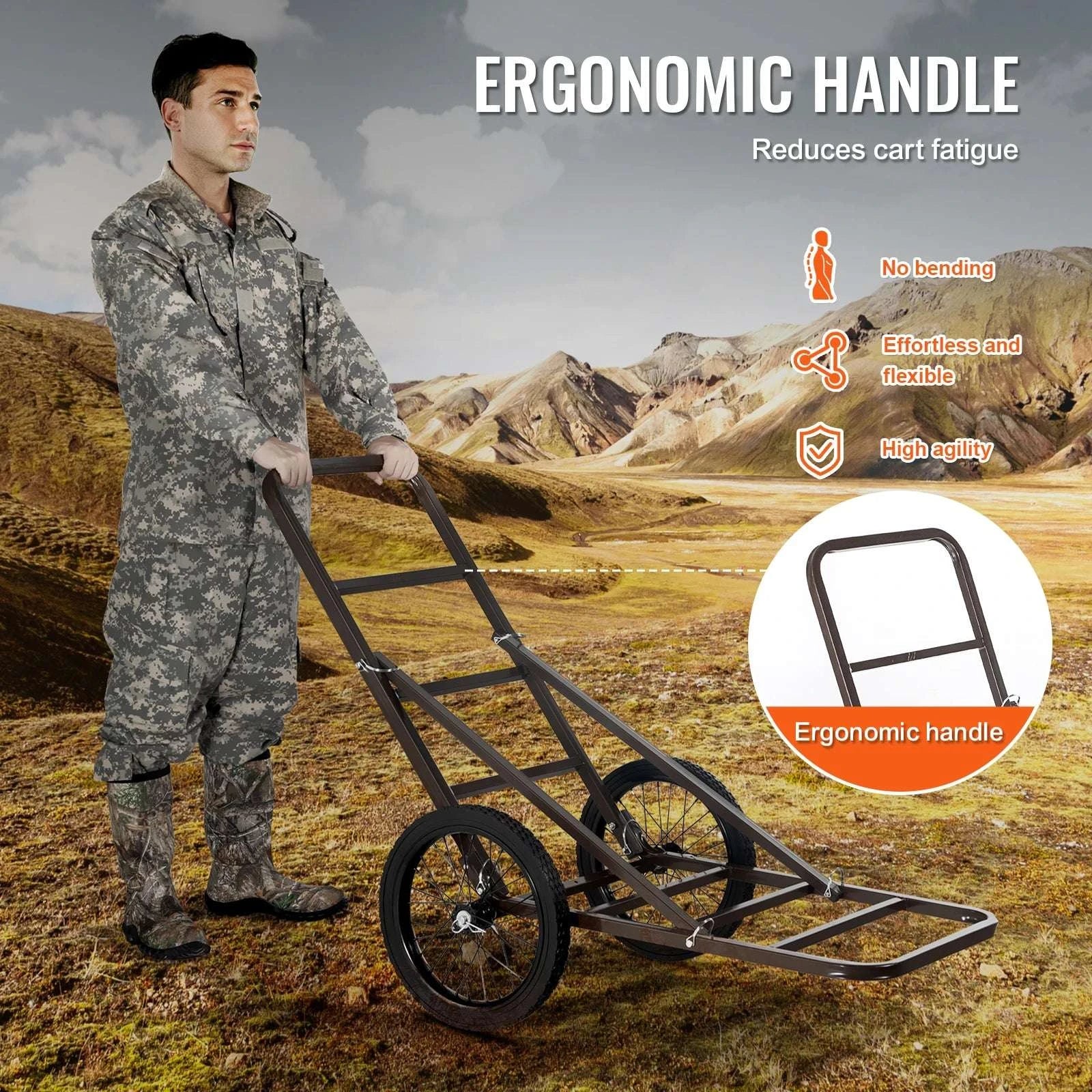 Folding Deer Game Cart 300 lb Capacity Heavy-Duty Hunting Hauler-300lbs 16inch / United States