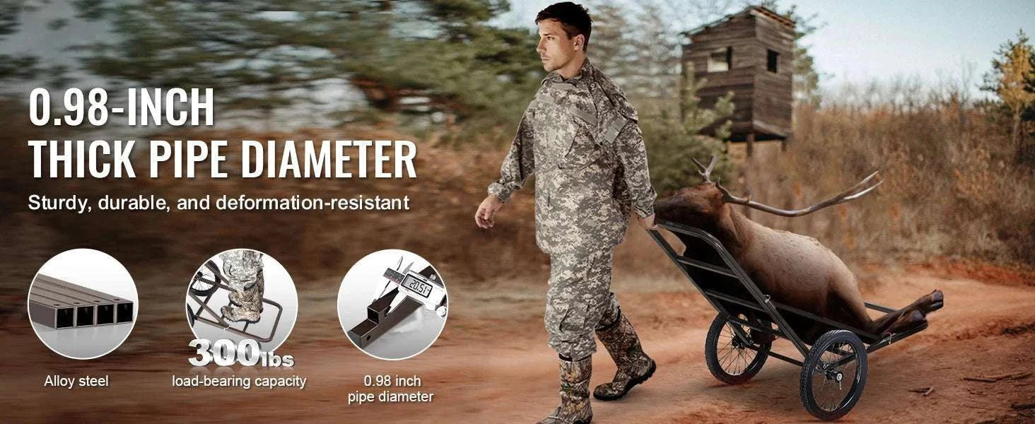 Folding Deer Game Cart 300 lb Capacity Heavy-Duty Hunting Hauler-300lbs 16inch / United States