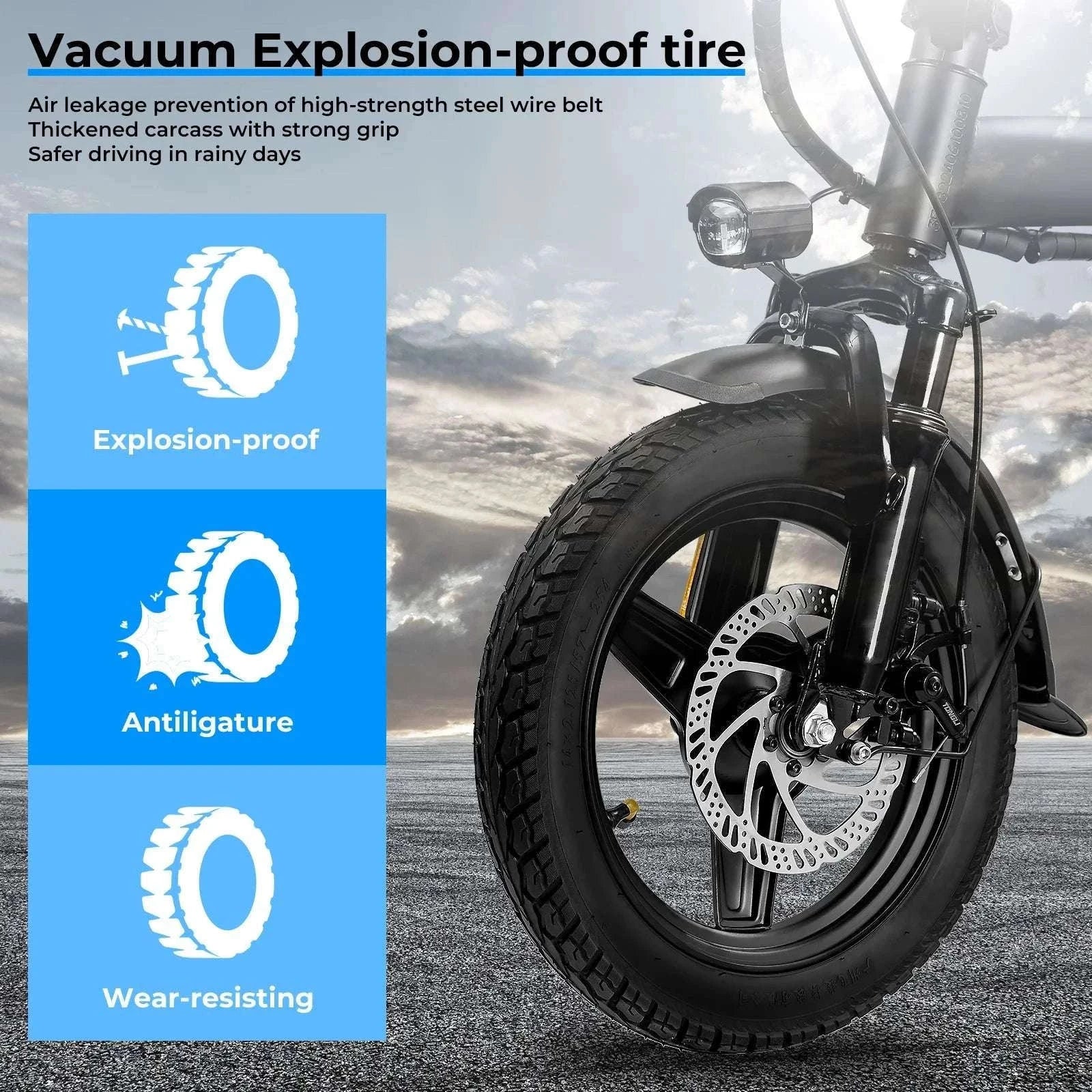 Folding Electric Bike 20MPH 560W Motor 48V Battery 32 Mile Range-Black / 48cm(165cm-170cm) / United States