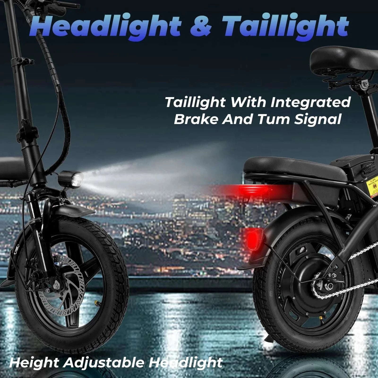 Folding Electric Bike 20MPH 560W Motor 48V Battery 32 Mile Range-Black / 48cm(165cm-170cm) / United States