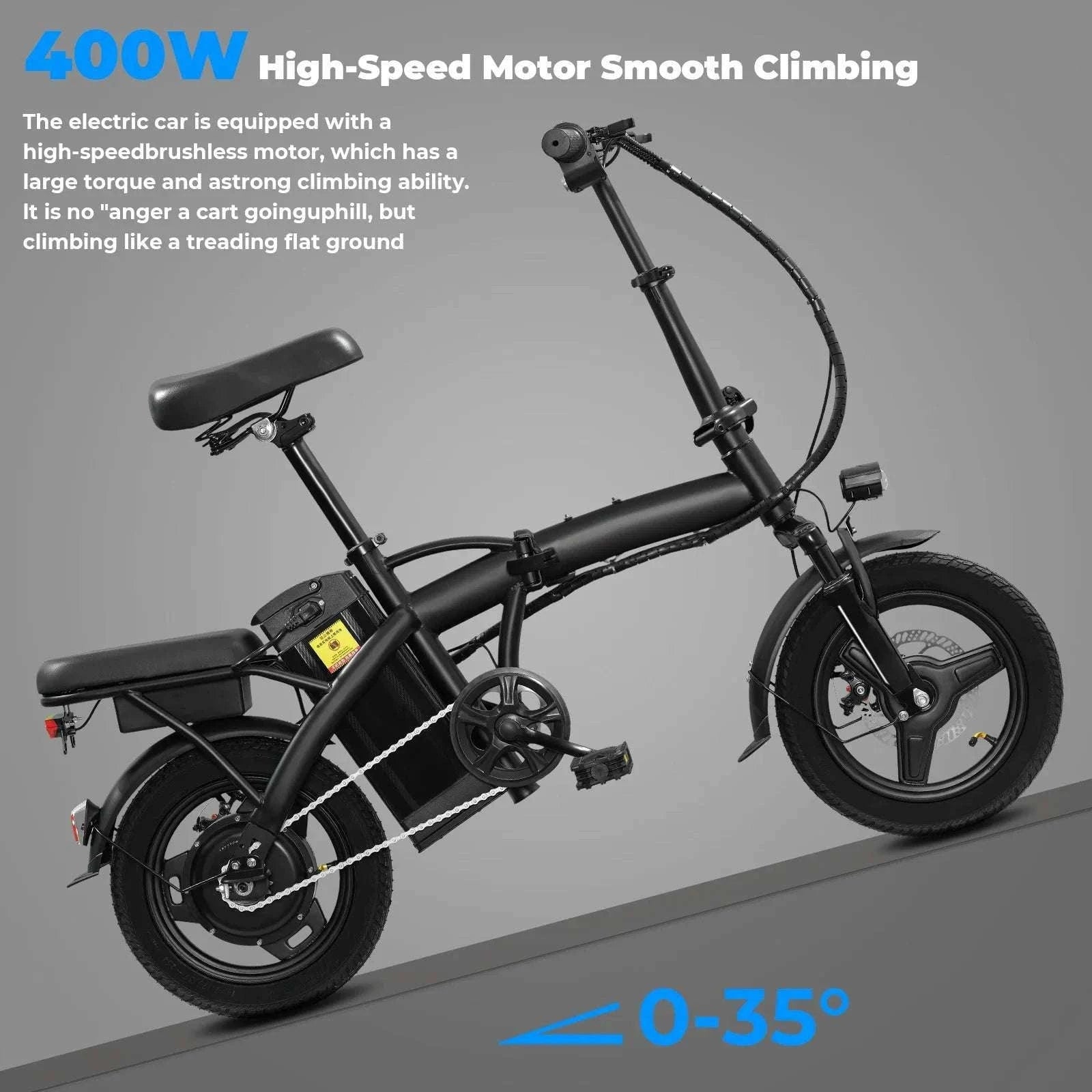 Folding Electric Bike 20MPH 560W Motor 48V Battery 32 Mile Range-Black / 48cm(165cm-170cm) / United States