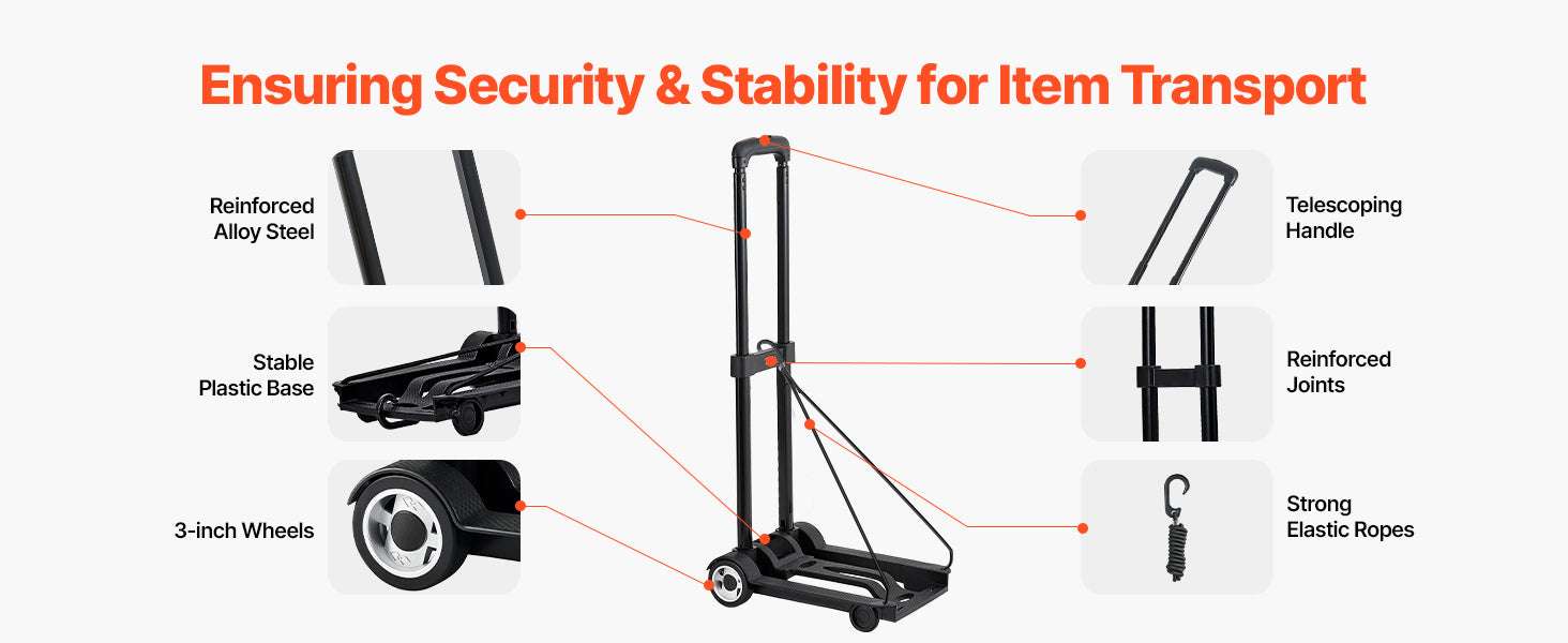 Folding Hand Truck 110lbs Collapsible Luggage Cart with Wheels-110 LBS / United States