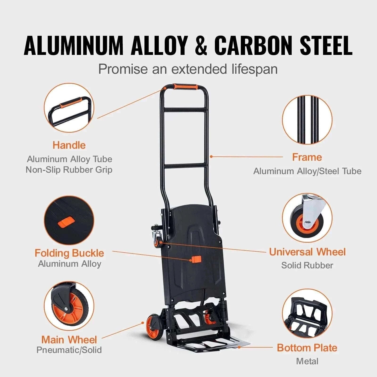Folding Hand Truck 300 lbs 2-in-1 Aluminum Platform Cart-300 lbs / spain