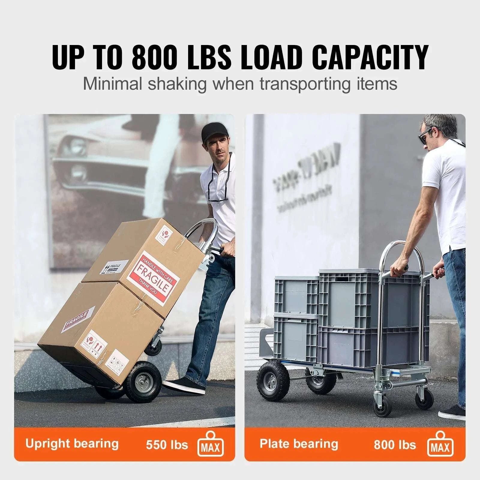 Folding Hand Truck 800 lb Convertible Dolly Cart for Heavy Moving-800lbs / CZECH REPUBLIC