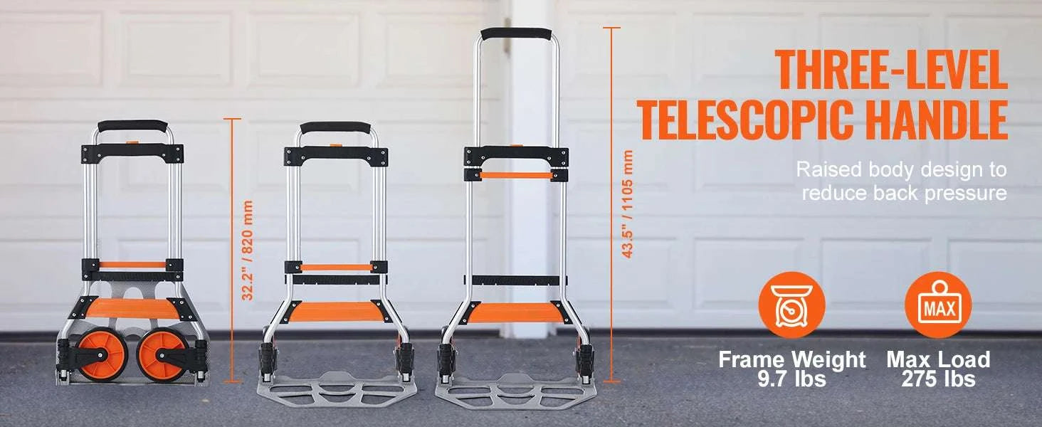 Folding Hand Truck Dolly with Telescoping Handle & 309 lb Capacity-309 lbs / spain