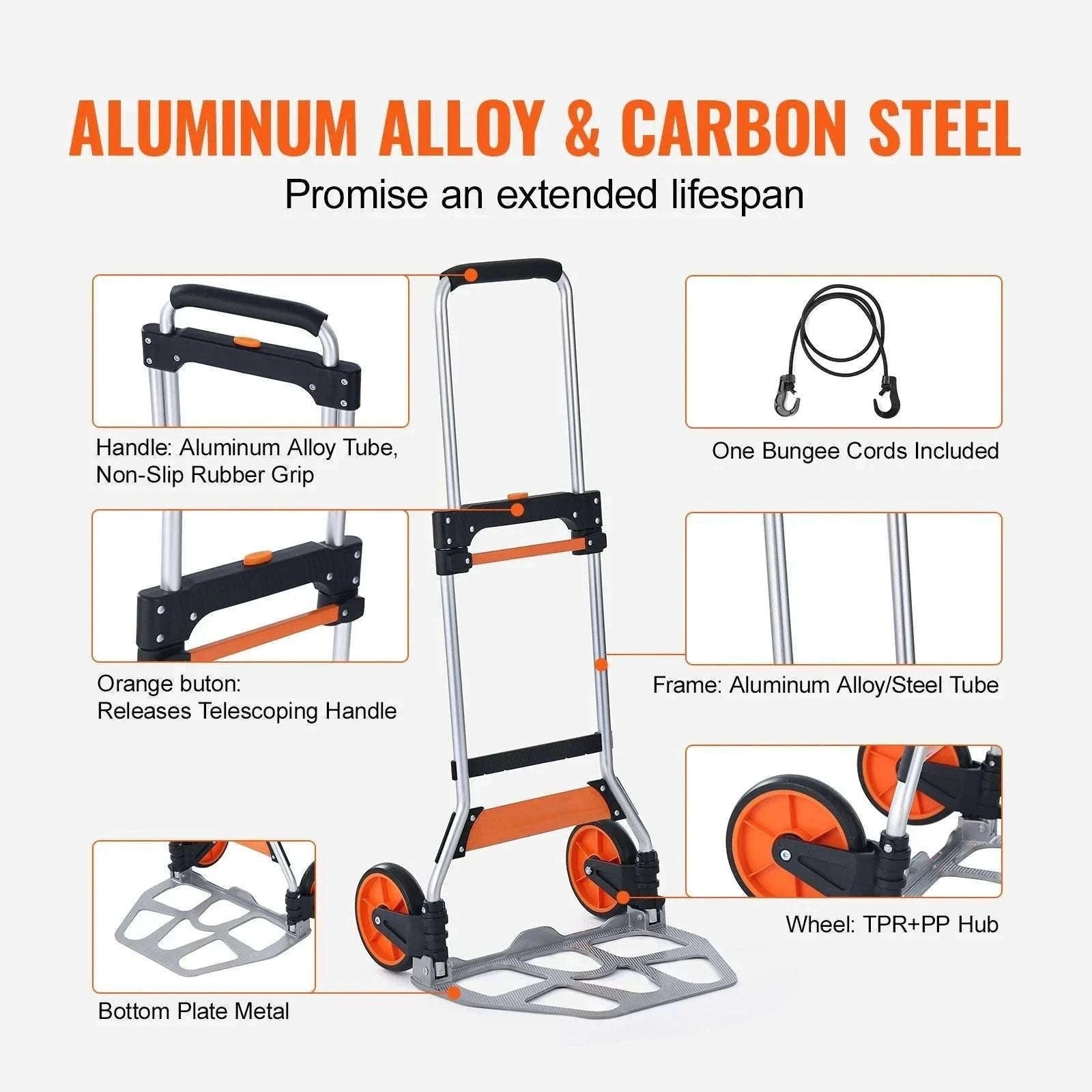 Folding Hand Truck Dolly with Telescoping Handle & 309 lb Capacity-309 lbs / spain
