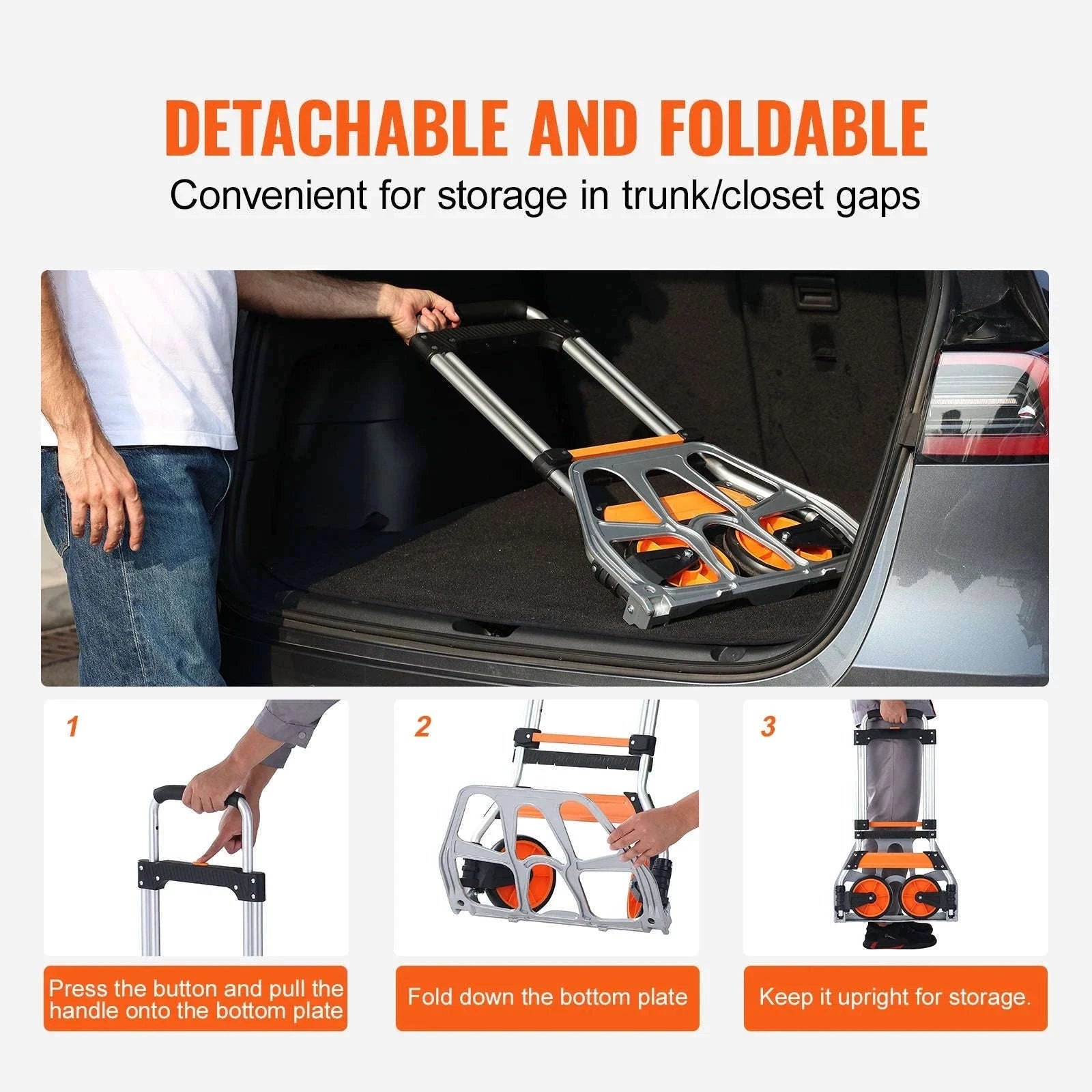 Folding Hand Truck Portable Cart Dolly with Telescoping Handle and Binding Rope-275 lbs / Russian Federation