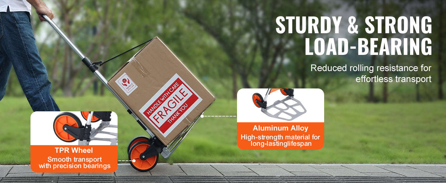 Folding Hand Truck Portable Cart Dolly with Telescoping Handle and Binding Rope-275 lbs / Russian Federation